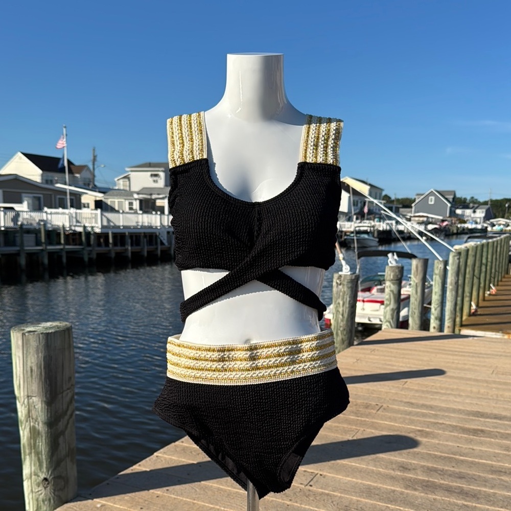 Cupshe Black and Gold Bikini Swimwear